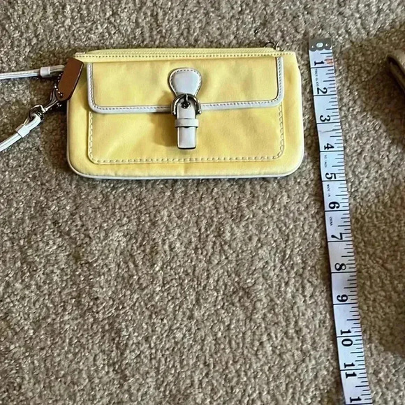 Coach Yellow & White Wristlet and Red Coach Like Wallet With Beige Leather Trim - Picture 6 of 12